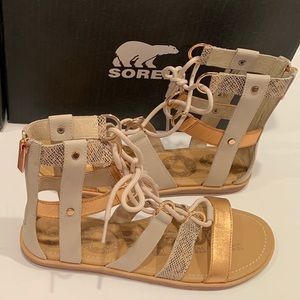 SOREL ~ Ella Lace Up Sandal Cream / Rose Gold
